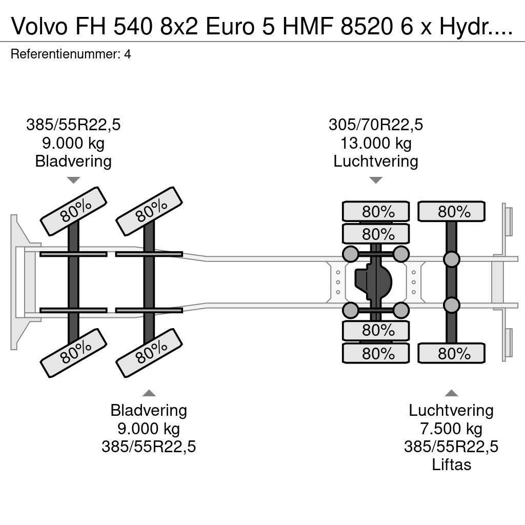 Volvo FH 540 8x2 Euro 5 HMF 8520 6 x Hydr. Jip 6 x Hydr. All terrain cranes