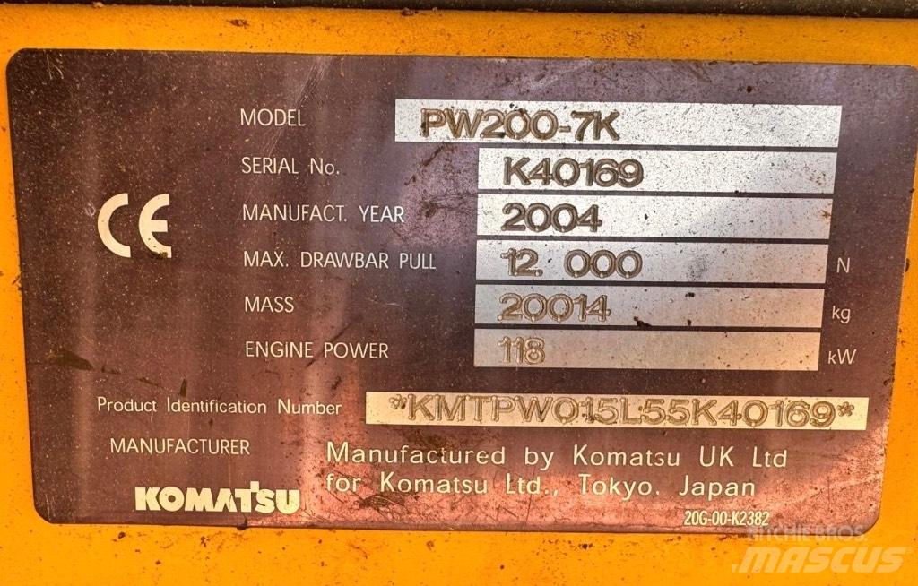 Komatsu PW 200-7K Escavadoras de rodas