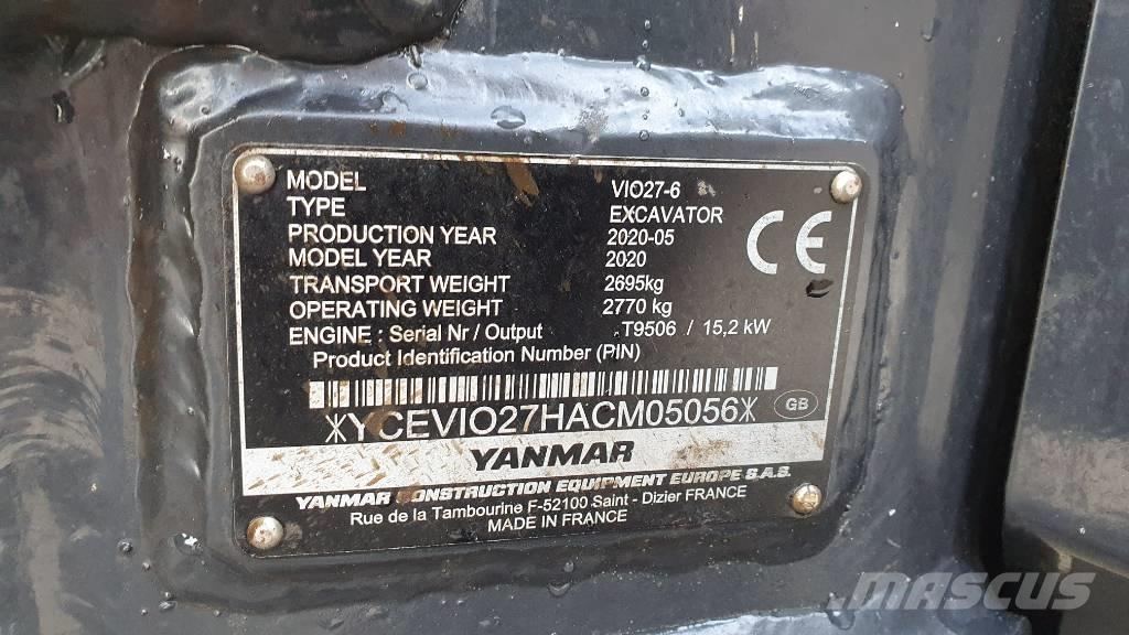 Yanmar VIO 27-6 Mini Escavadoras <7t