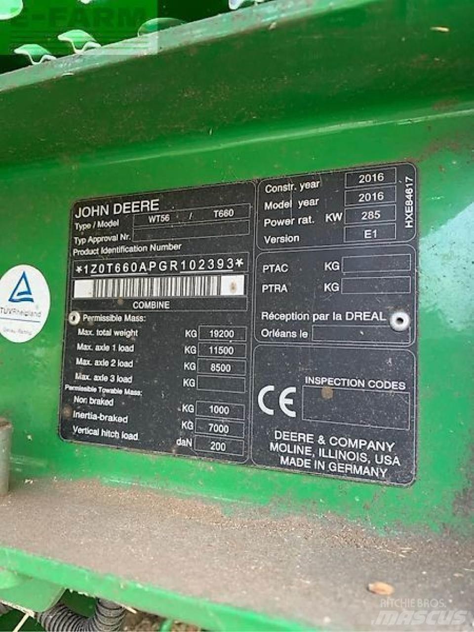 John Deere t660 Ceifeiras debulhadoras