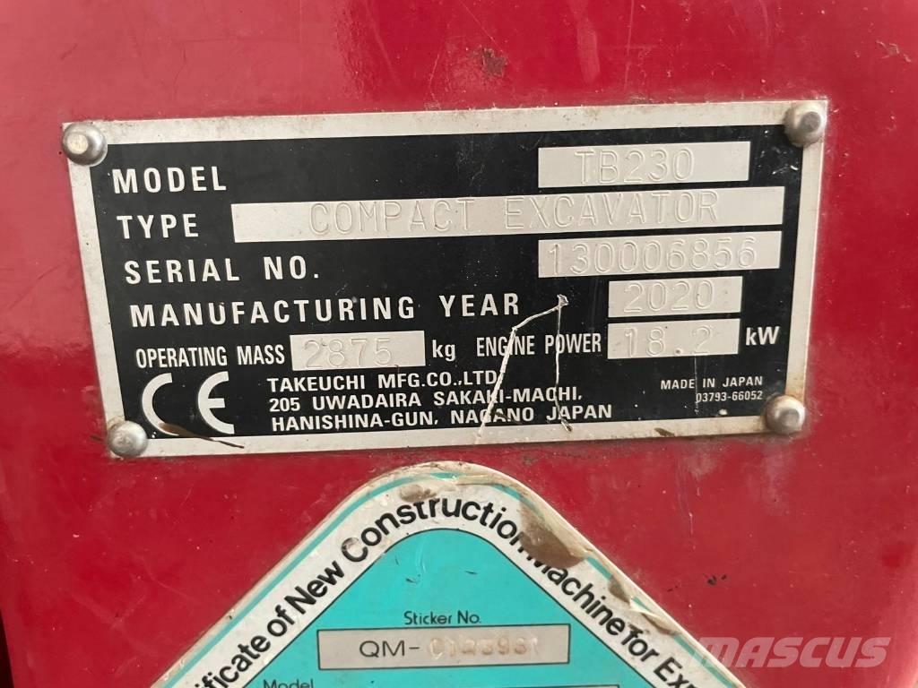 Takeuchi TB 230 Mini Escavadoras <7t