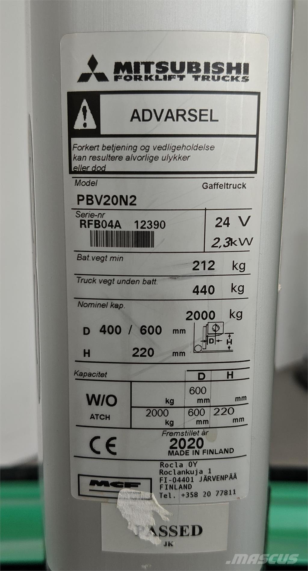 Mitsubishi PBV20N2 Camiões de caixa aberta