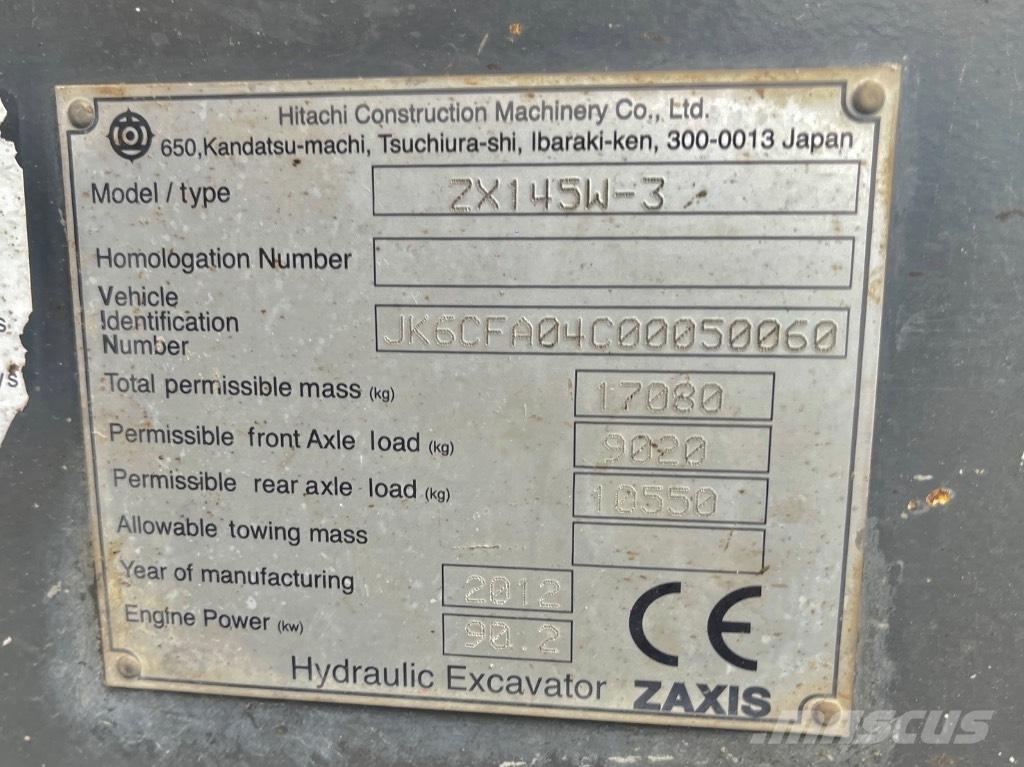 Hitachi ZX 145 W-3 Escavadoras de rodas