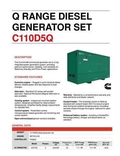Cummins C110D5Q Geradores Diesel