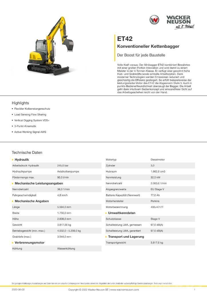 Wacker Neuson ET 42 Escavadoras de rastos