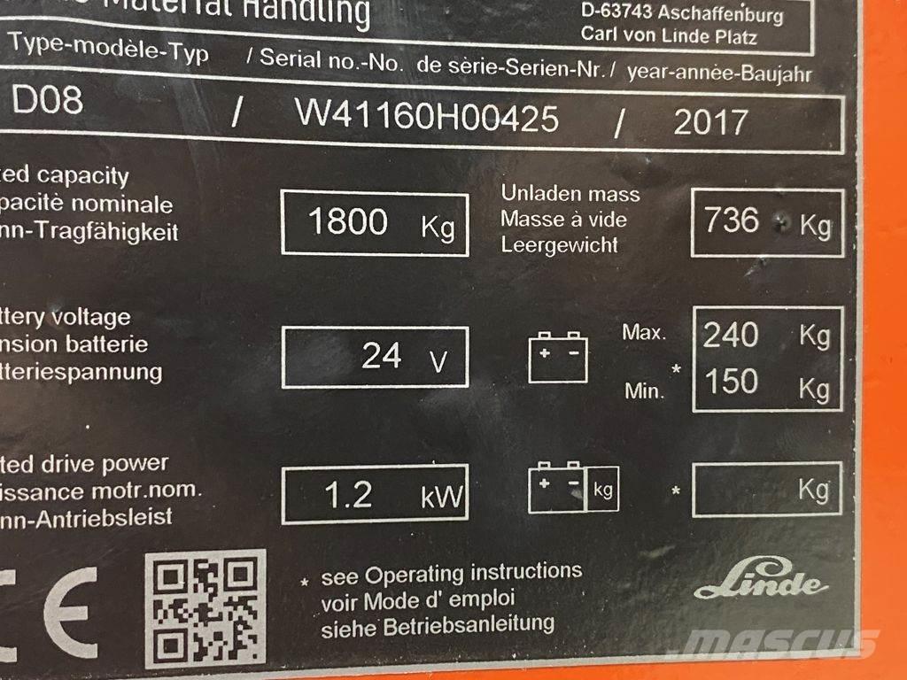 Linde D08 Empilhador para operador externo