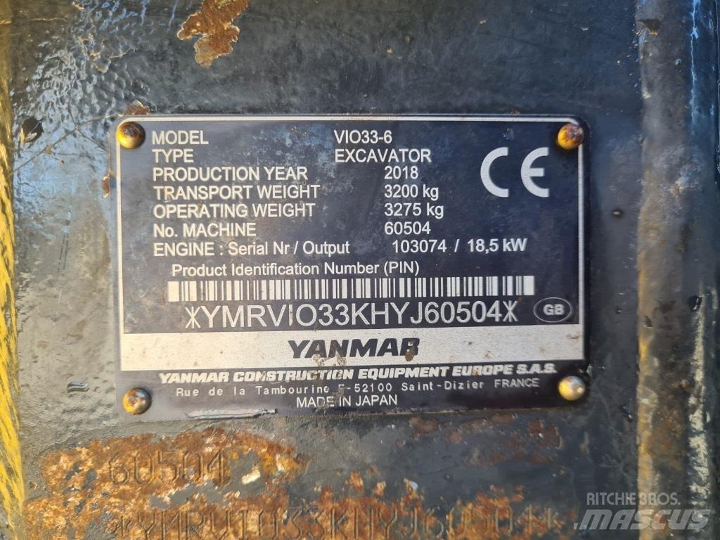 Yanmar VIO33-6 Mini Escavadoras <7t