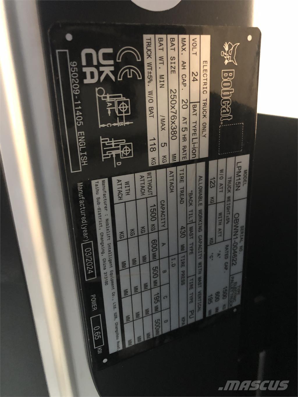 Bobcat LPM15N Empilhador para operador externo