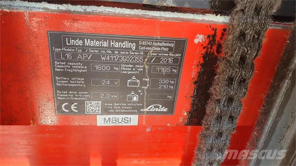 Linde L16AP Empilhador para operador externo