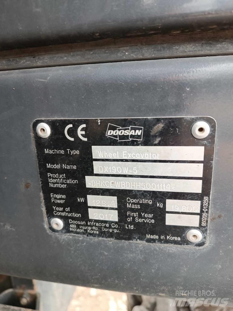 Doosan DX 190 W-5 Escavadoras de rodas