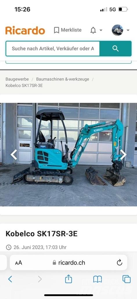 Kobelco SK17SR-3E Mini Escavadoras <7t