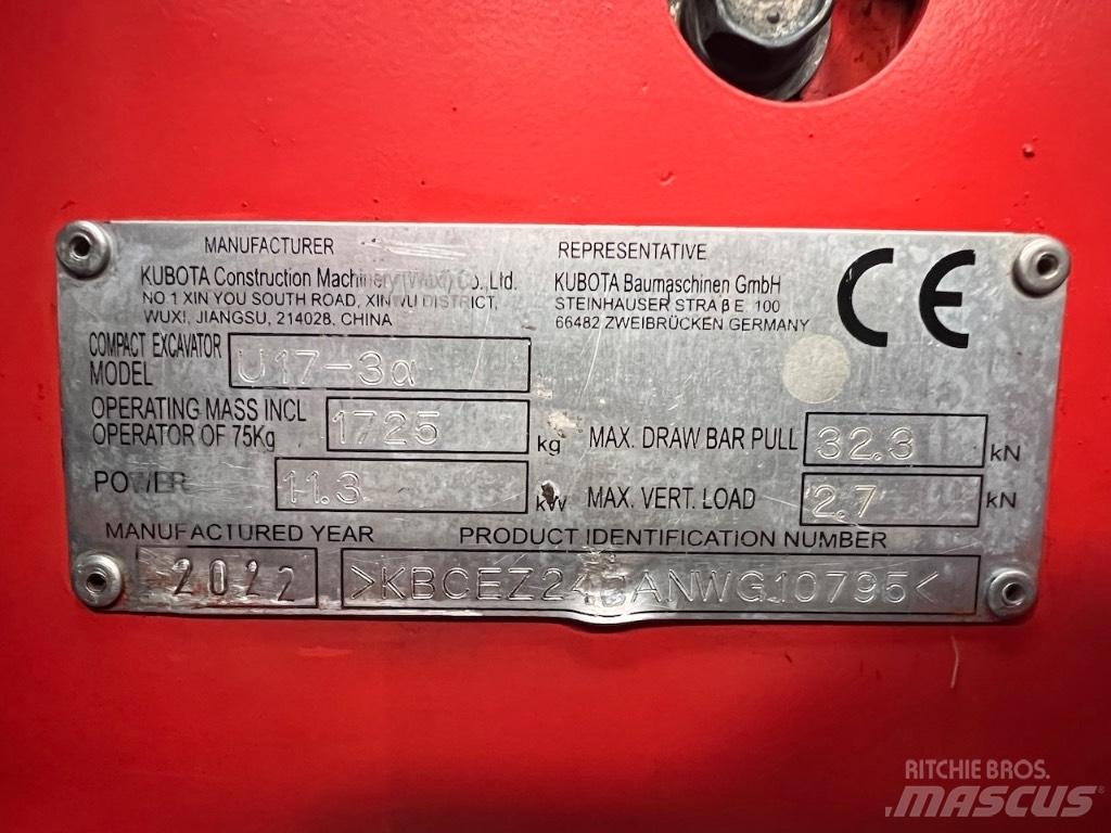 Kubota U 17-3 Mini Escavadoras <7t