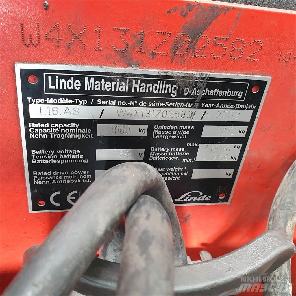 Linde L16AS Empilhador para operador externo