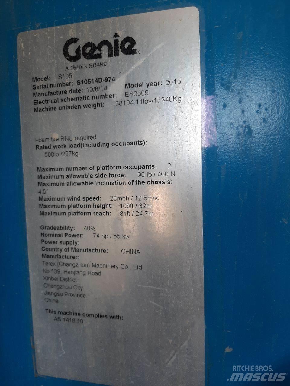 Genie S105 Elevadores braços Telescópicos