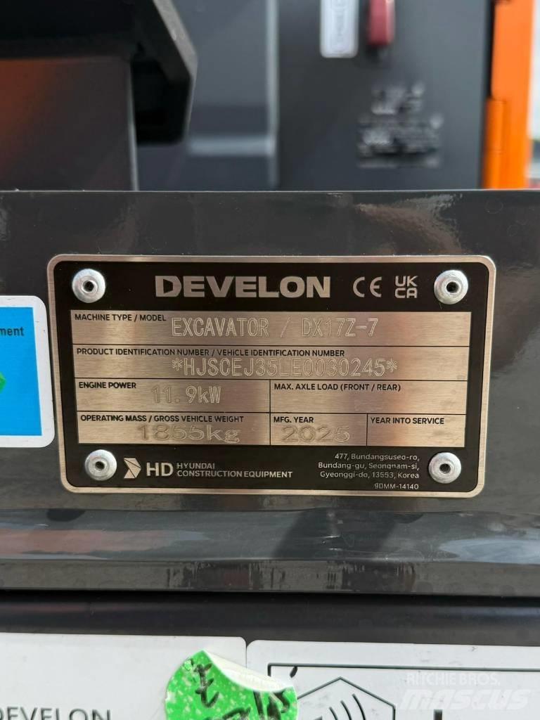 Develon DX 17 Z-7 Mini Escavadoras <7t