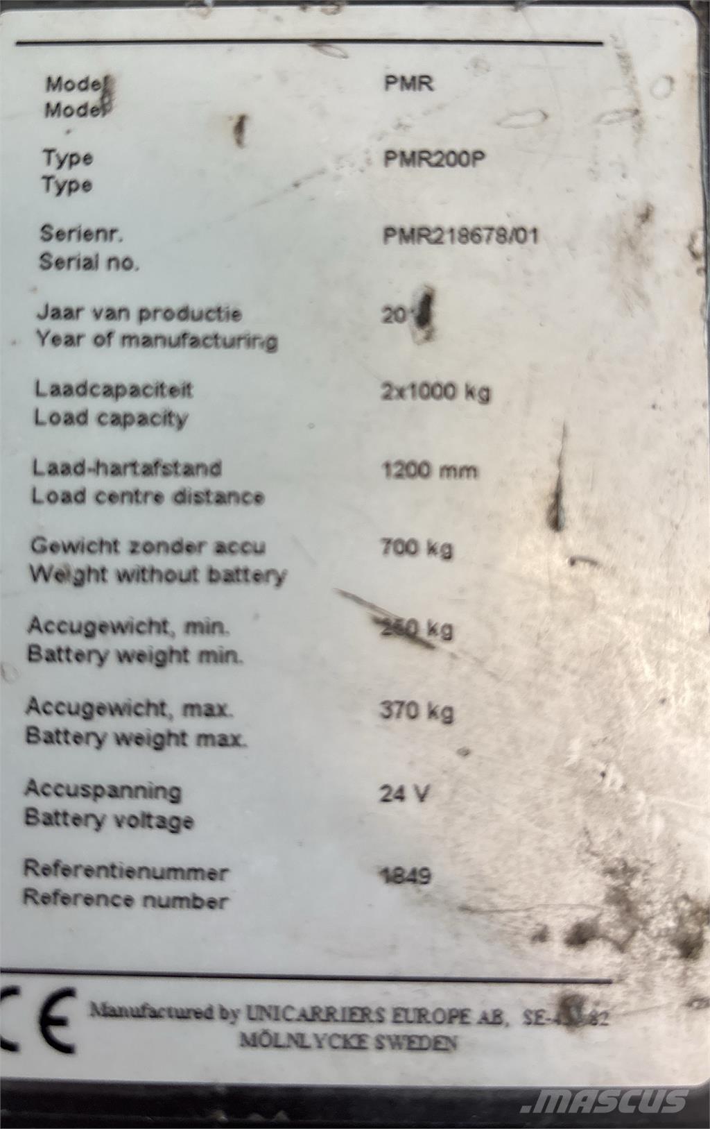 UniCarriers PMR200 Camiões de caixa aberta