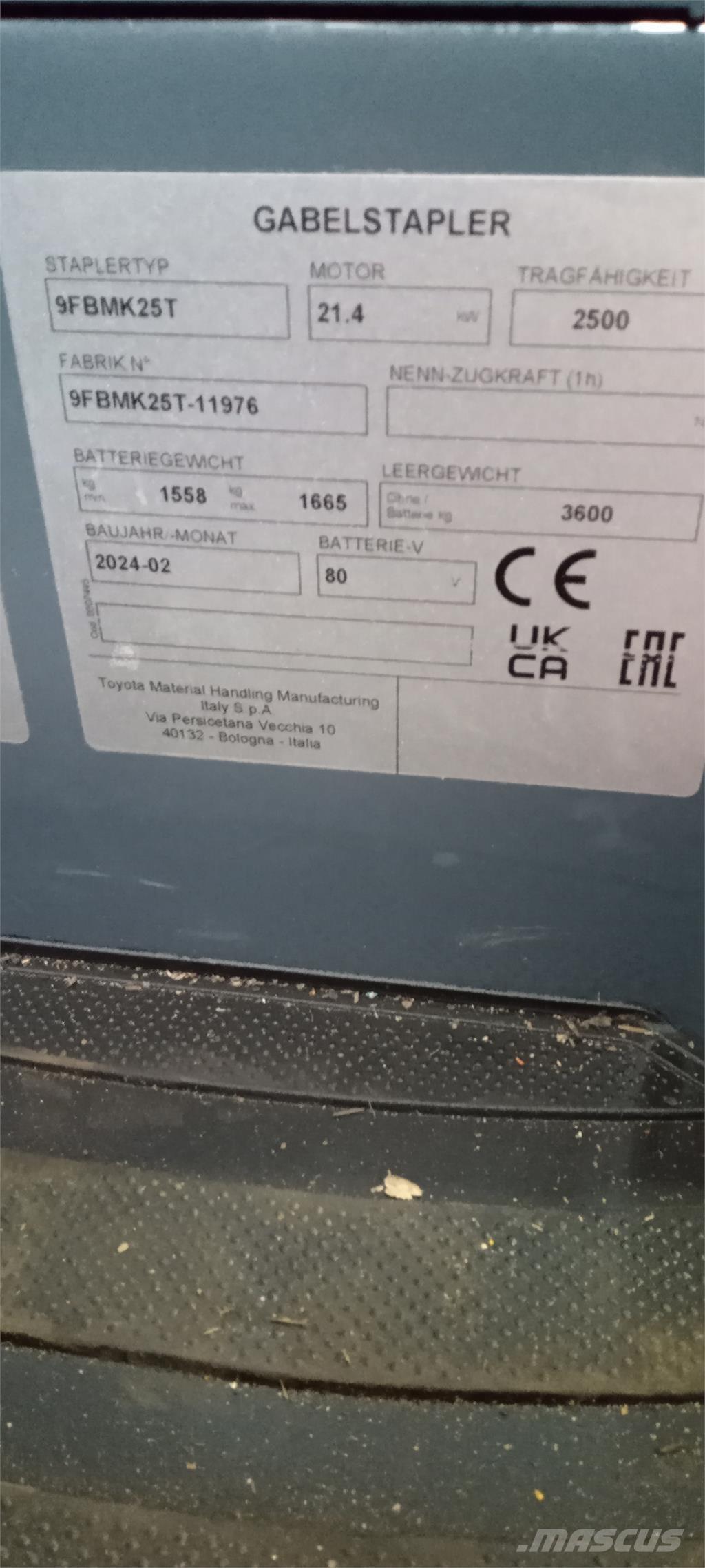 Toyota 9FBMK25T Empilhadores eléctricos