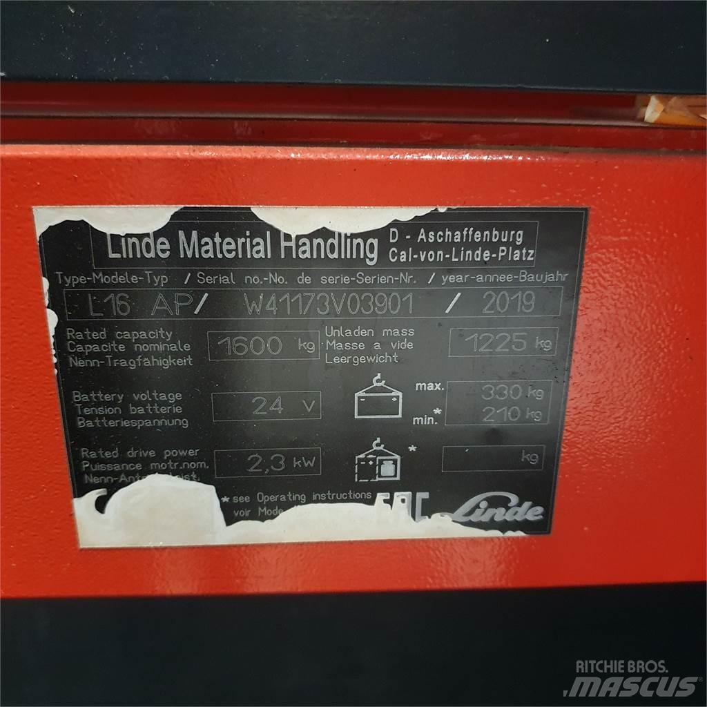 Linde L16APi Empilhador para operador externo