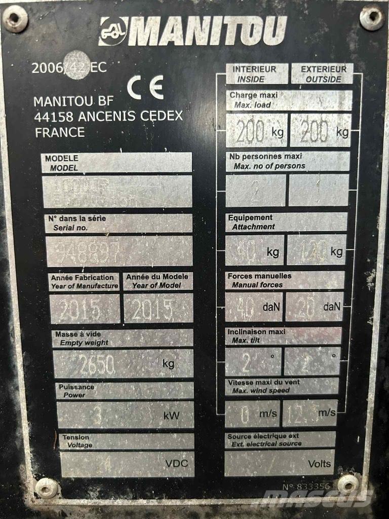Manitou 100 VJR Plataformas de Mastro Vertical