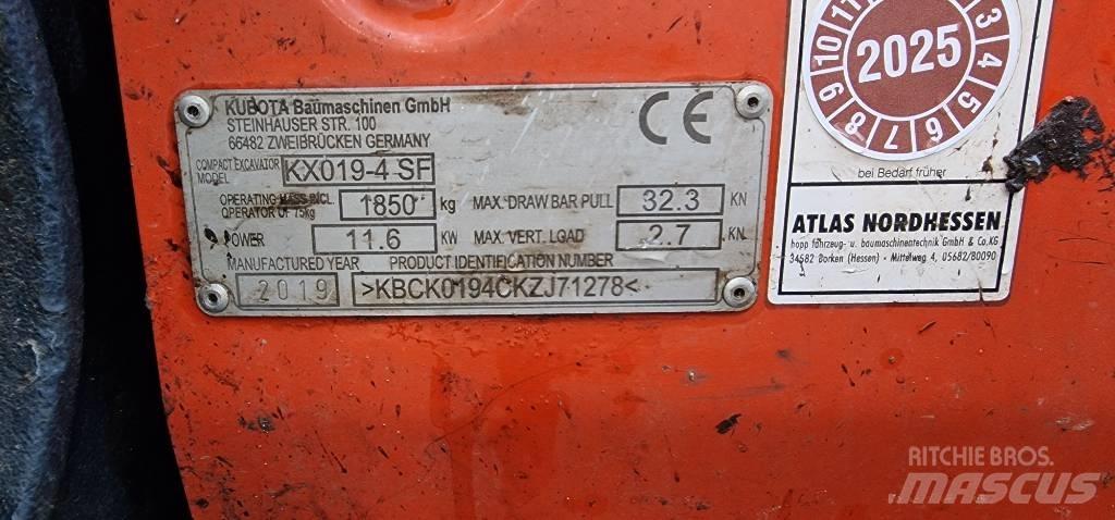 Kubota KX 019-4 Mini Escavadoras <7t