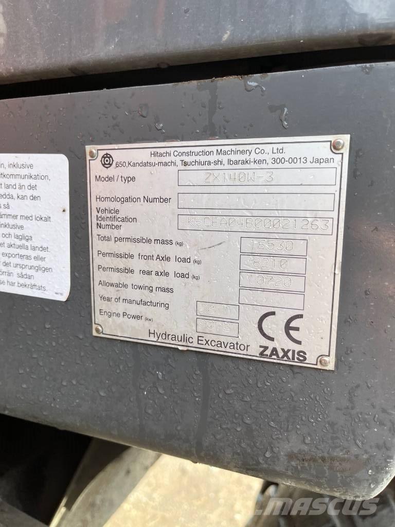Hitachi ZX140W-3 Escavadoras de rodas