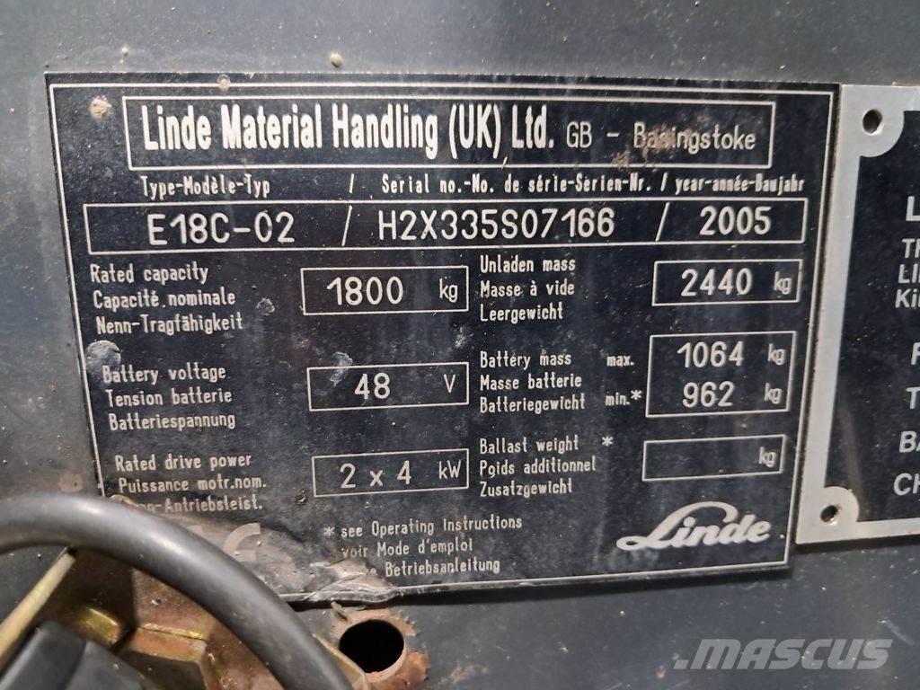 Linde E18C-02 Empilhadores eléctricos