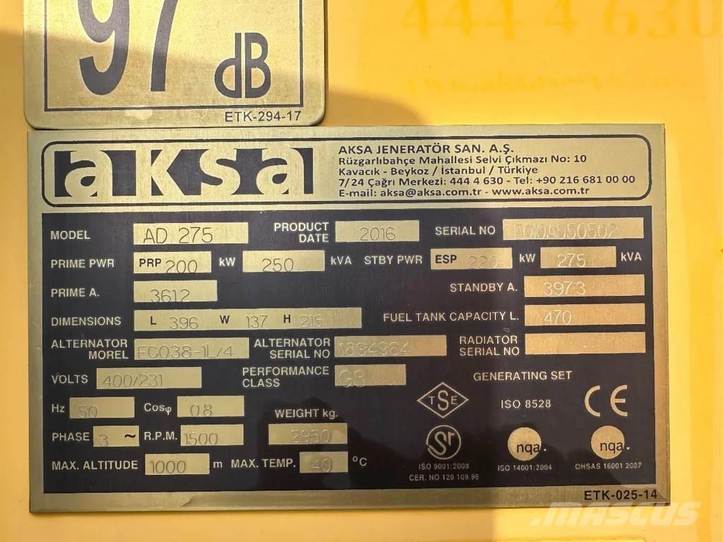 Doosan Aksa AD275 Outros Geradores