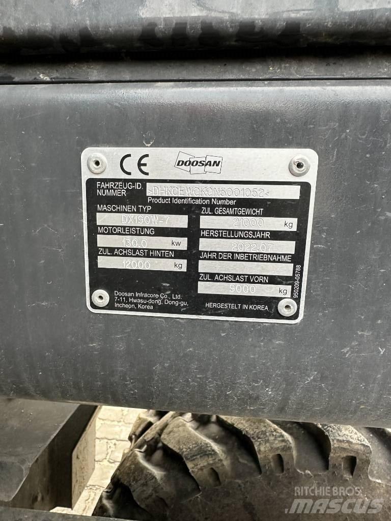 Doosan DX 190 W-7 Escavadoras de rodas