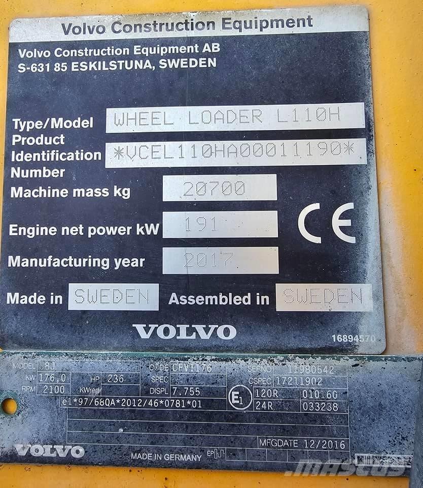 Volvo L 110 H Pás carregadoras de rodas