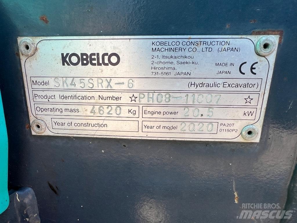 Kobelco SK 45 SRX-6 Mini Escavadoras <7t