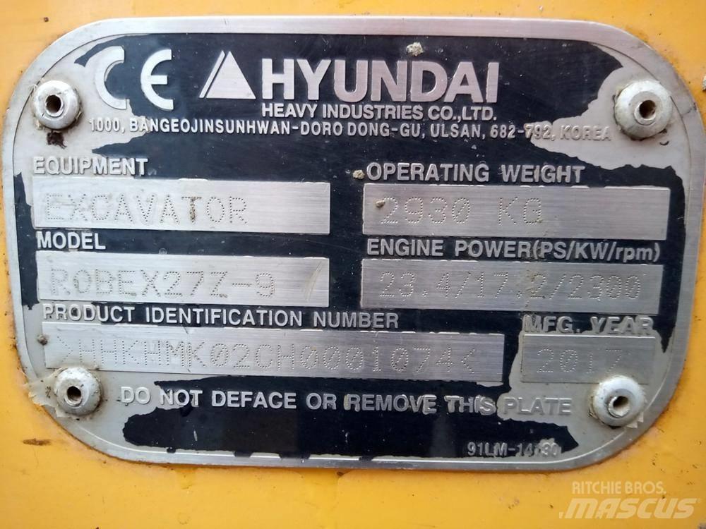 Hyundai Robex 27Z-9 Mini Escavadoras <7t