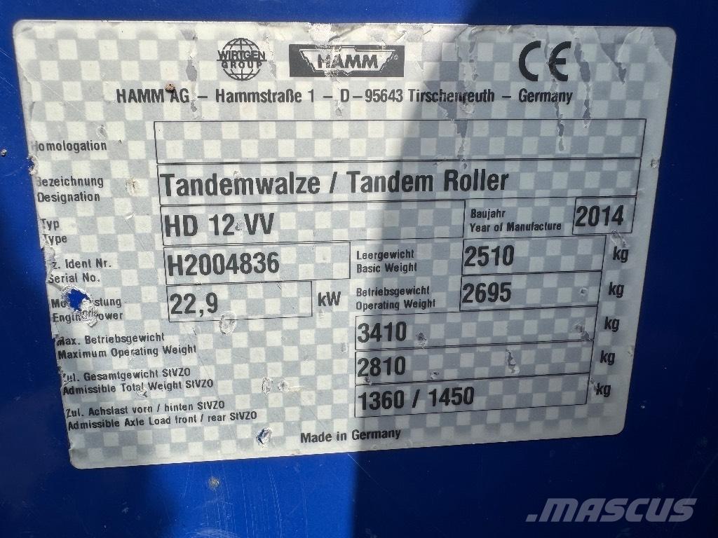 Hamm HD 12 VV Cilindros Compactadores tandem