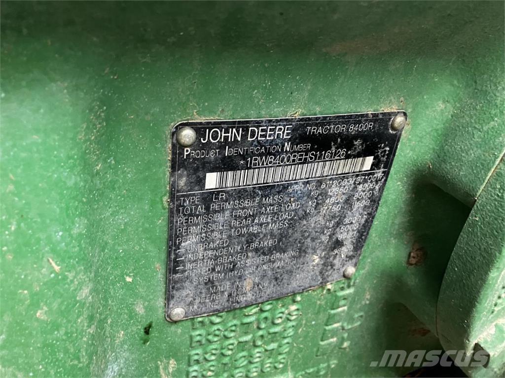 John Deere 8400R Tratores Agrícolas usados