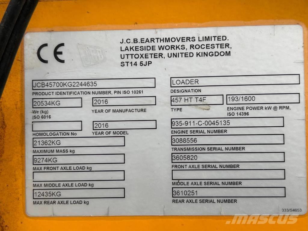 JCB 457 HT Pás carregadoras de rodas