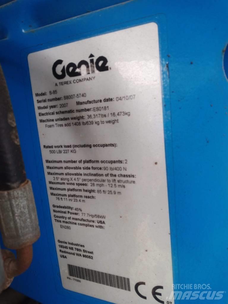 Genie S 85 Elevadores braços Telescópicos