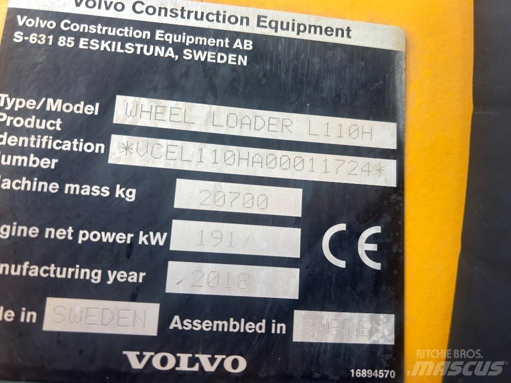 Volvo L110H L/Boom Pás carregadoras de rodas