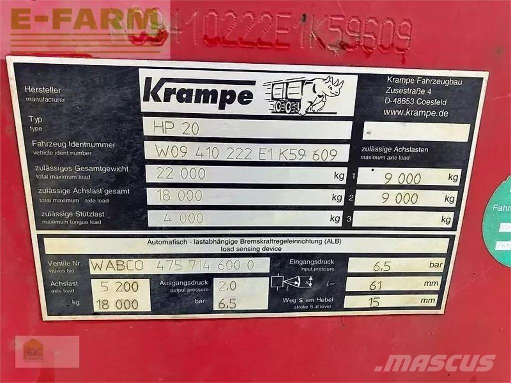 Krampe hp 20 Reboques agricolas de uso geral