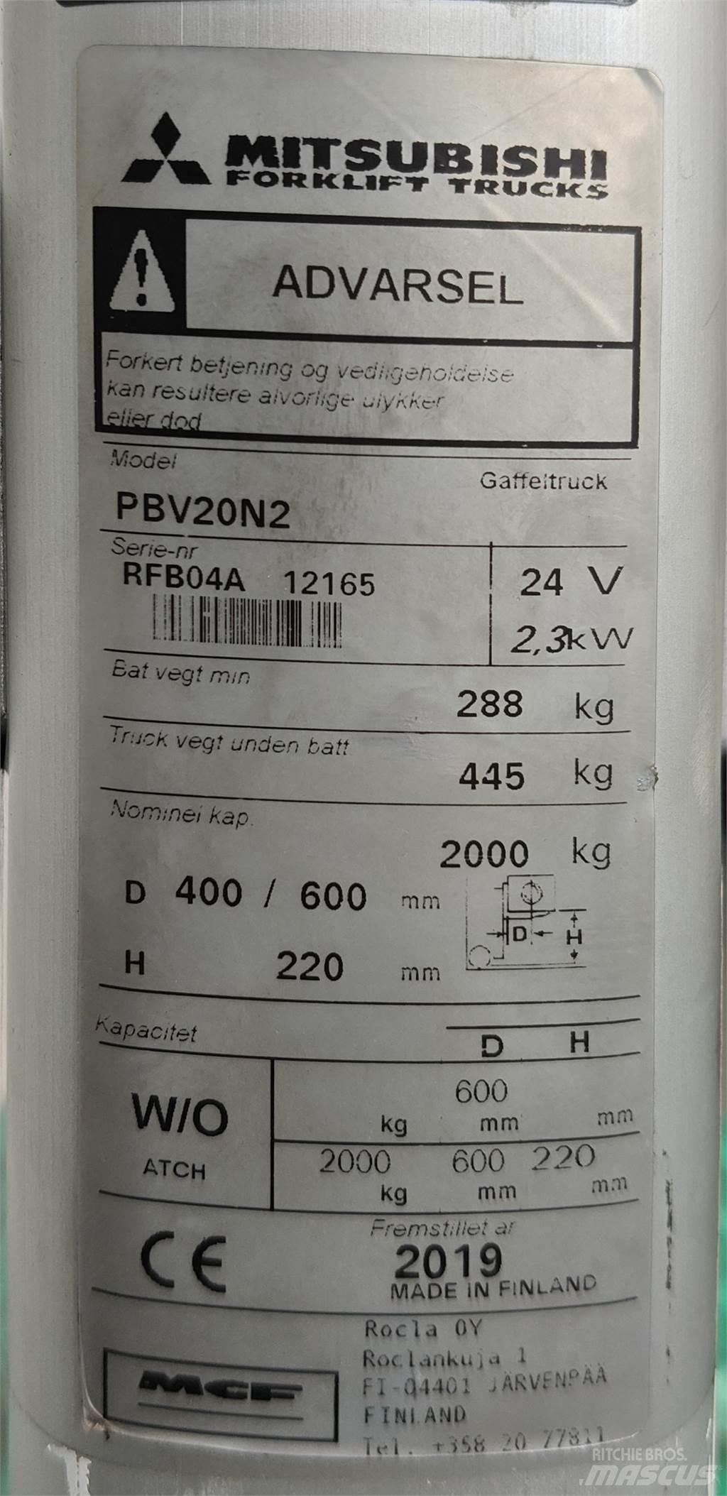 Mitsubishi PBV20N2 Empilhadores - Outros