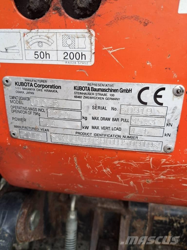 Kubota U 10-3 Mini Escavadoras <7t