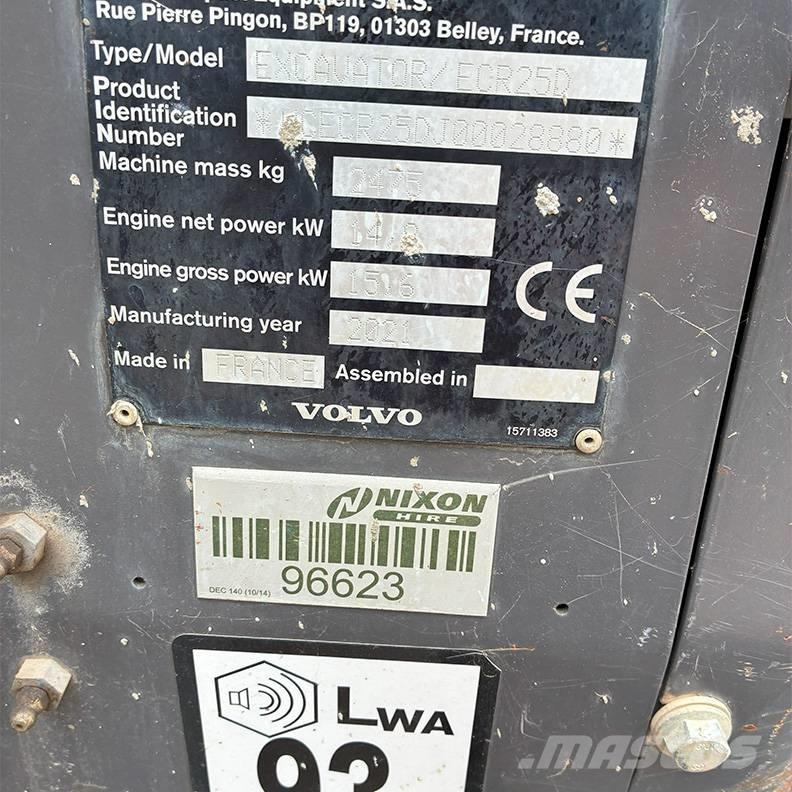 Volvo ECR25D Mini Escavadoras <7t