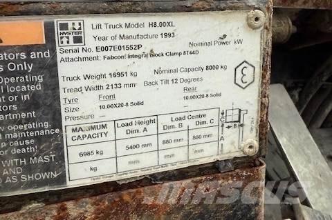 Hyster H 8.00 XL 5 Empilhadores Diesel