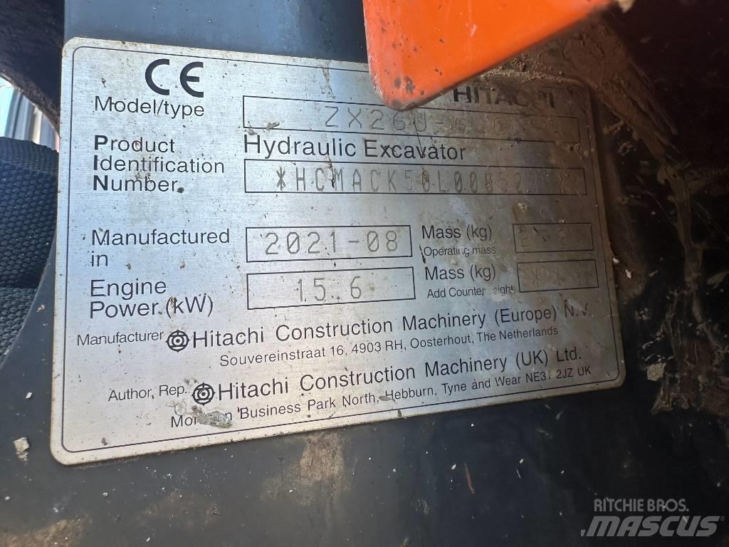 Hitachi ZX 26 U-6 Mini Escavadoras <7t