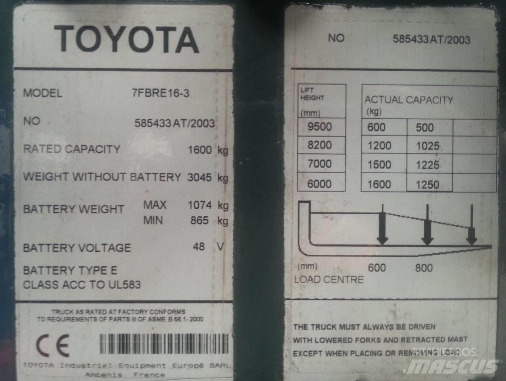 Toyota 7 FBRE 16 Empilhadores Elevadores
