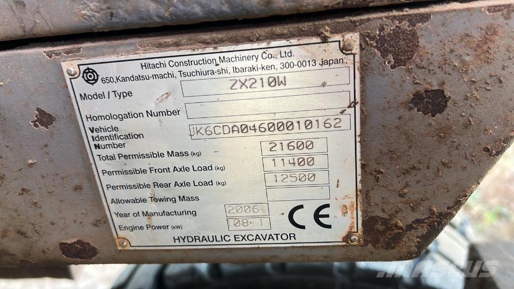 Hitachi ZX 210 W Escavadoras de rodas