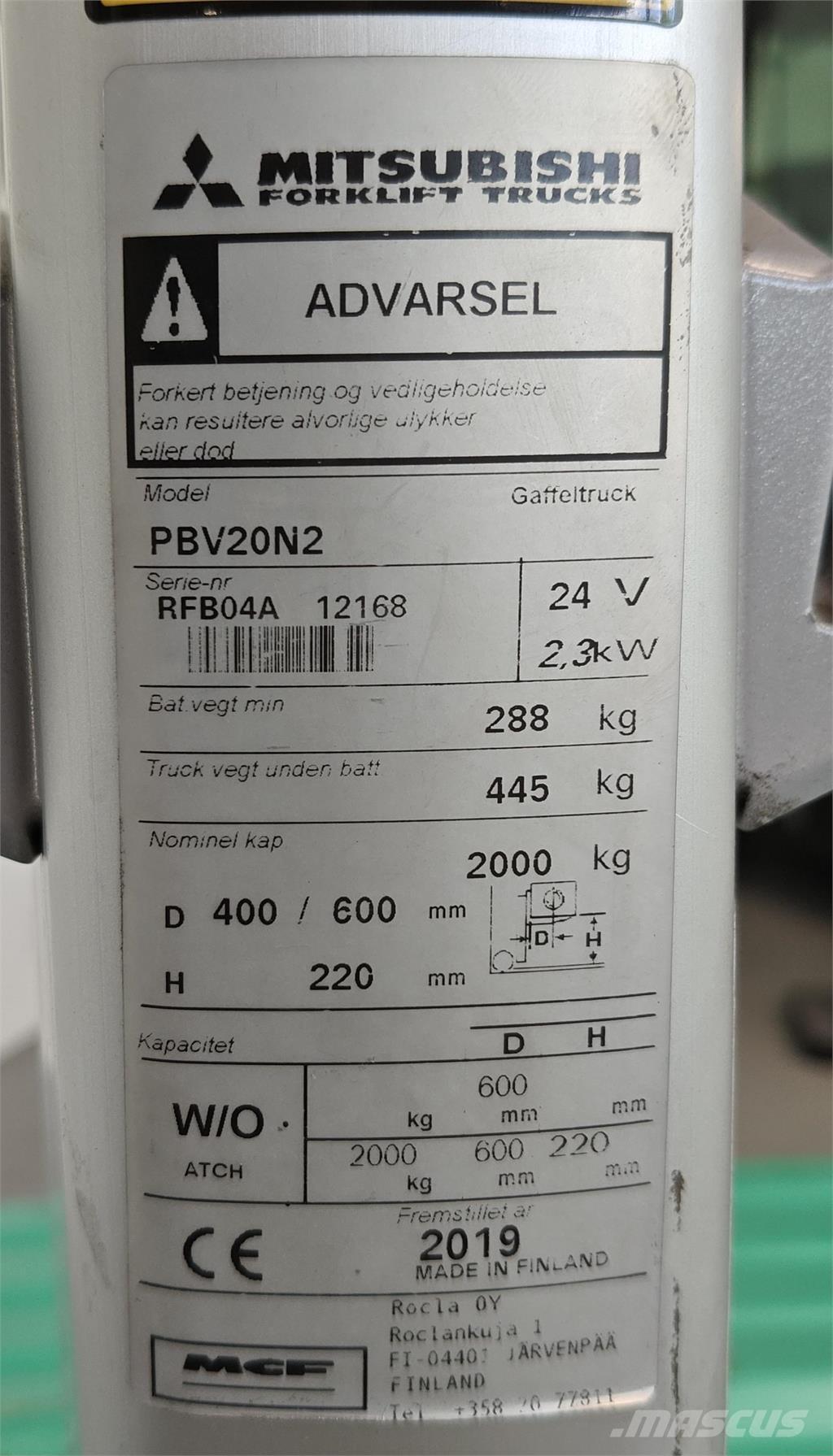 Mitsubishi PBV20N2 Camiões de caixa aberta