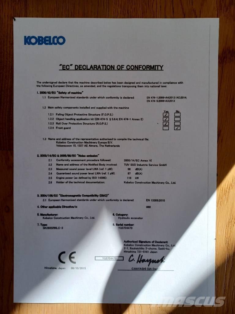 Kobelco SK 260 SR LC Escavadoras de rastos