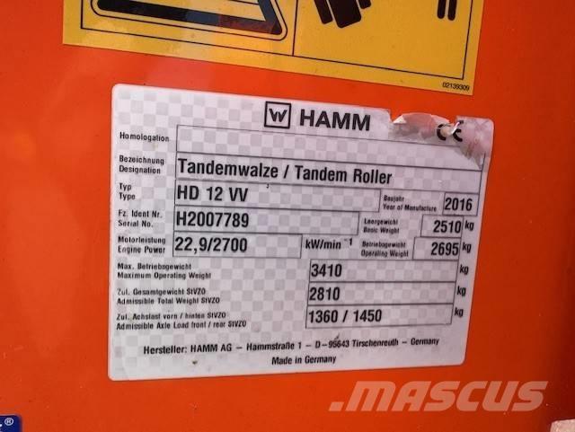 Hamm HD12 VV, Vält Cilindros Compactadores tandem