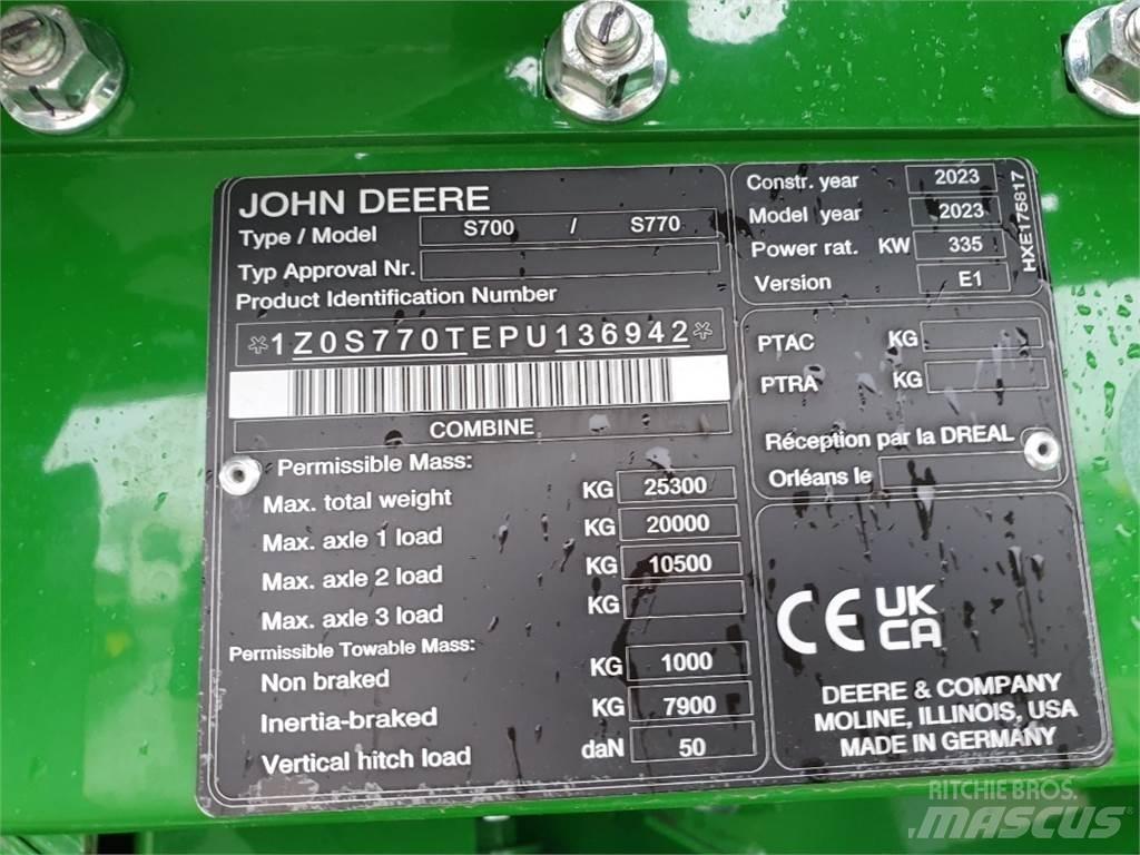 John Deere S770 Ceifeiras debulhadoras