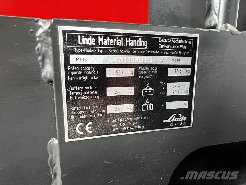 Linde MT15 Empilhador para operador externo