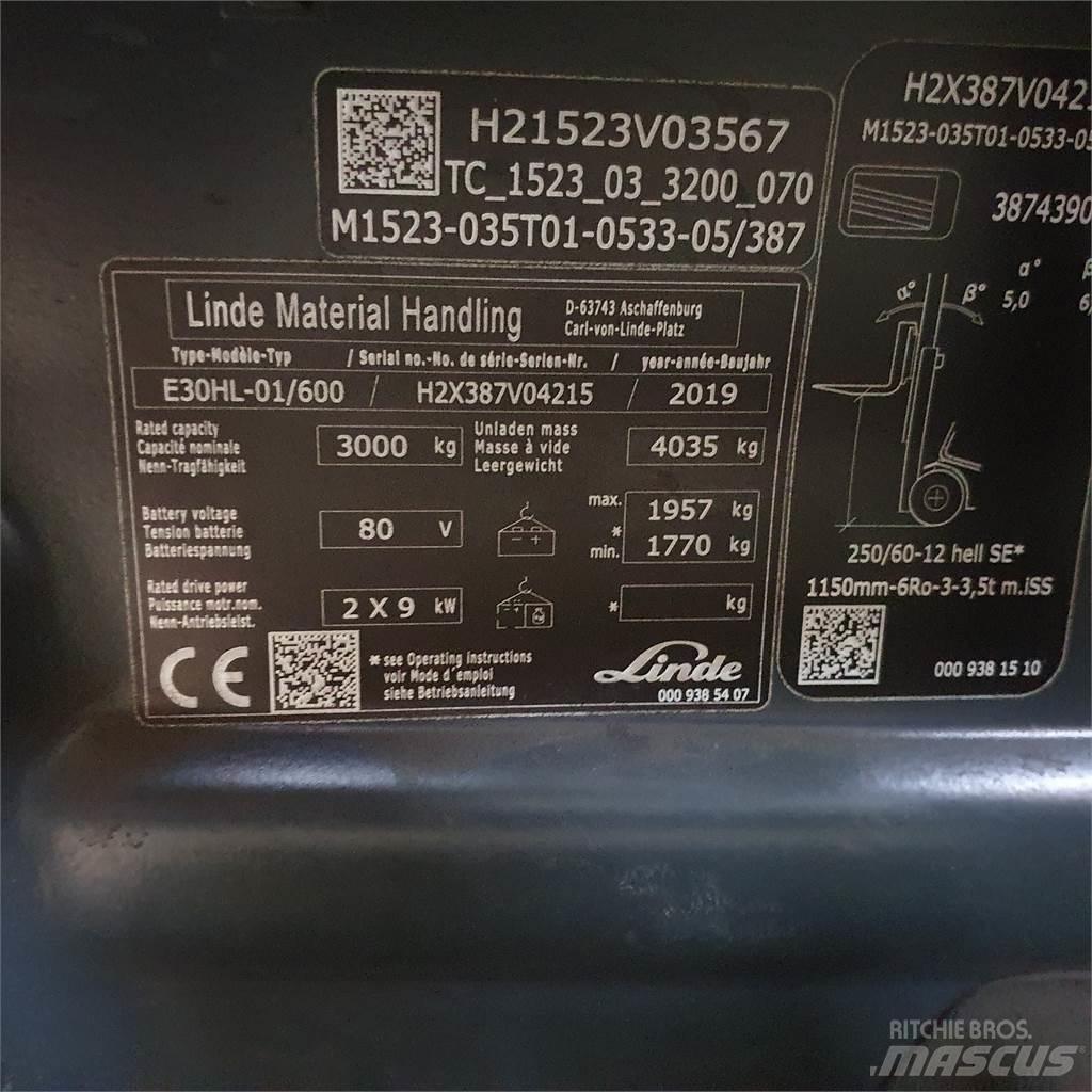 Linde E30/600HL Empilhadores eléctricos